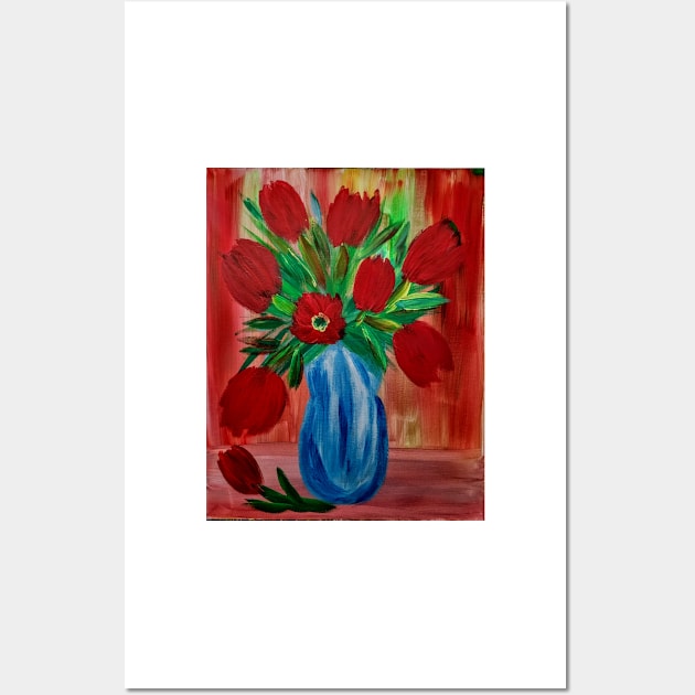 A burst of color and positive energy came to life in this painting. Some tulips in vase Wall Art by kkartwork